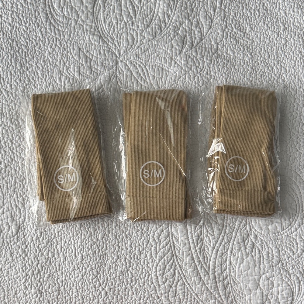 Tan Ribbed compression Socks S/M